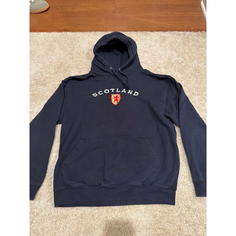 Disney Epcot UK Pavilion Scotland Embroidered Navy Blue Hoodie Mens Medium